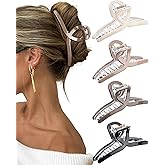Molans 5“ Large Hair Claw Clips 4PCS for Women - Acrylic Hair Accessories for Thick Hair and Long Hair, Big Strong Durable Hair Applique, Oversized Non-slip Rectangle Butterfly Jaw Hair Clips