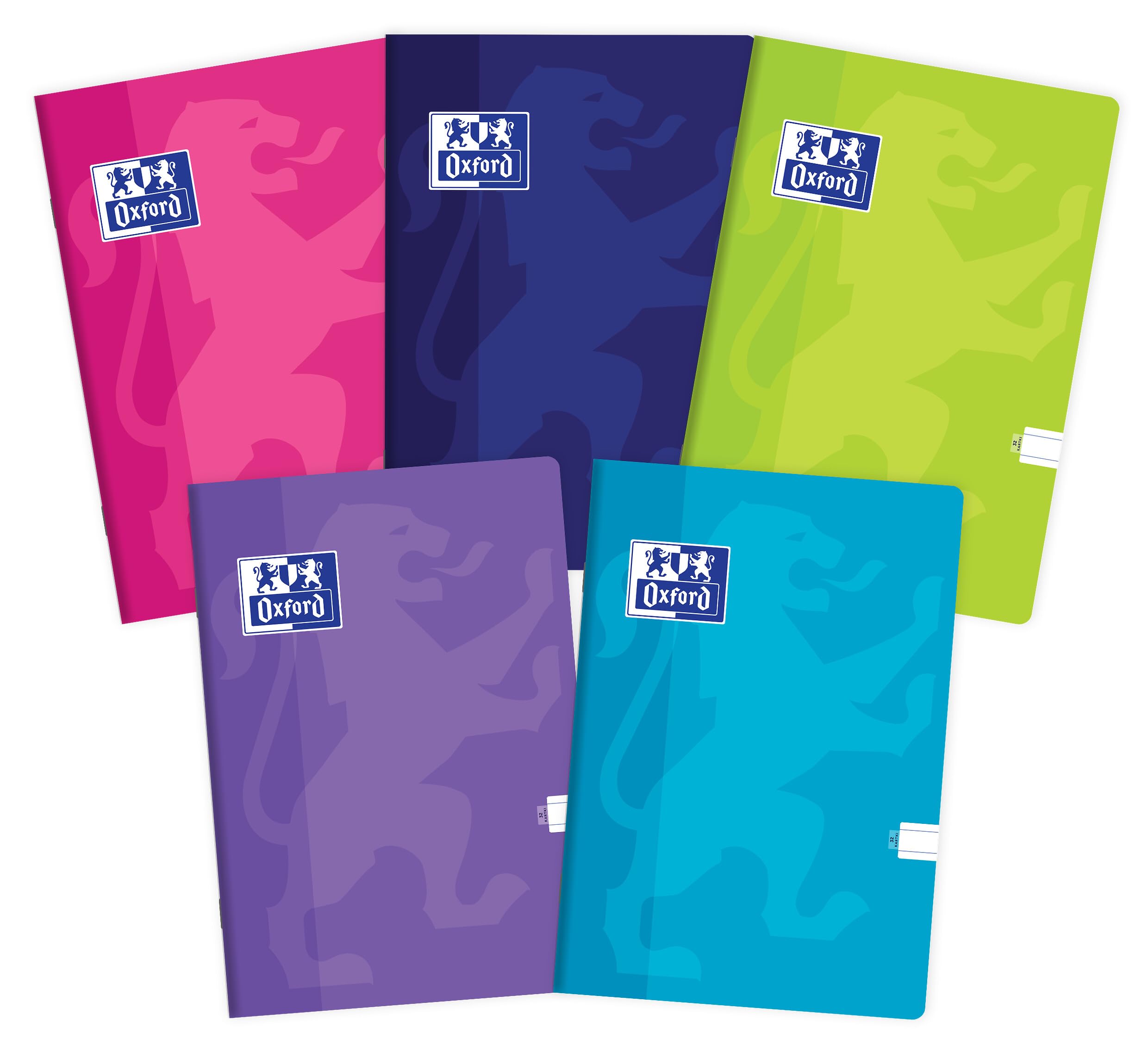 Oxford Touch Exercise Book A5 Notepad 32 Lined Sheets with Page Margin, Optic Paper 90 g, Velvety Soft Laminated Cover, Notepad Set for Office and School, Pack of 10, Assorted Colours