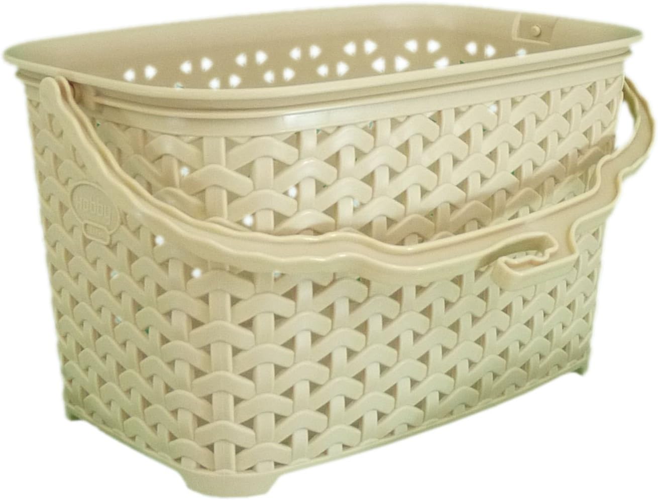 Quality Cream Hobby Rattan Style Plastic Peg Basket Box Amazon.co.uk