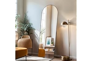 ZIBBIZO Arched Mirror Full Length, 16"x59" Body Wall Mirrors with Shatter-Proof Glass, Floor Standing, Hanging or Leaning, Tall Arch Mirror with Stand Aluminum Alloy Frame for Bedroom Cloakroom