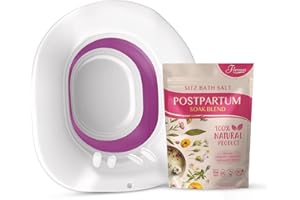 Fivona 2-in-1 Sitz Bath Soak Kit Over The Toilet Seat with Epsom Salt Blend with Essential Oils for Postpartum Care and Sooth