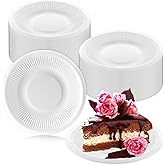 LeonBach 200 Pack 5 Inch Small Paper Plates,Bulk Disposable Plates Sugarcane Bagasse Fiber Tiny White Round Paper Cake Plate Mini Dessert Appetizer Plate for Party Snack,Cat Feeding
