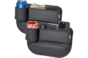 Aizvo 2-Pack Car Seat Gap Filler Organizer with Cup Holder - Premium Leather - Universal Fit - Keeps Cans/Phone/Keys/Wallets Organized(Black)