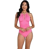 La Blanca Womens One Piece Swimsuit High Neck Keyhole Island Goddess