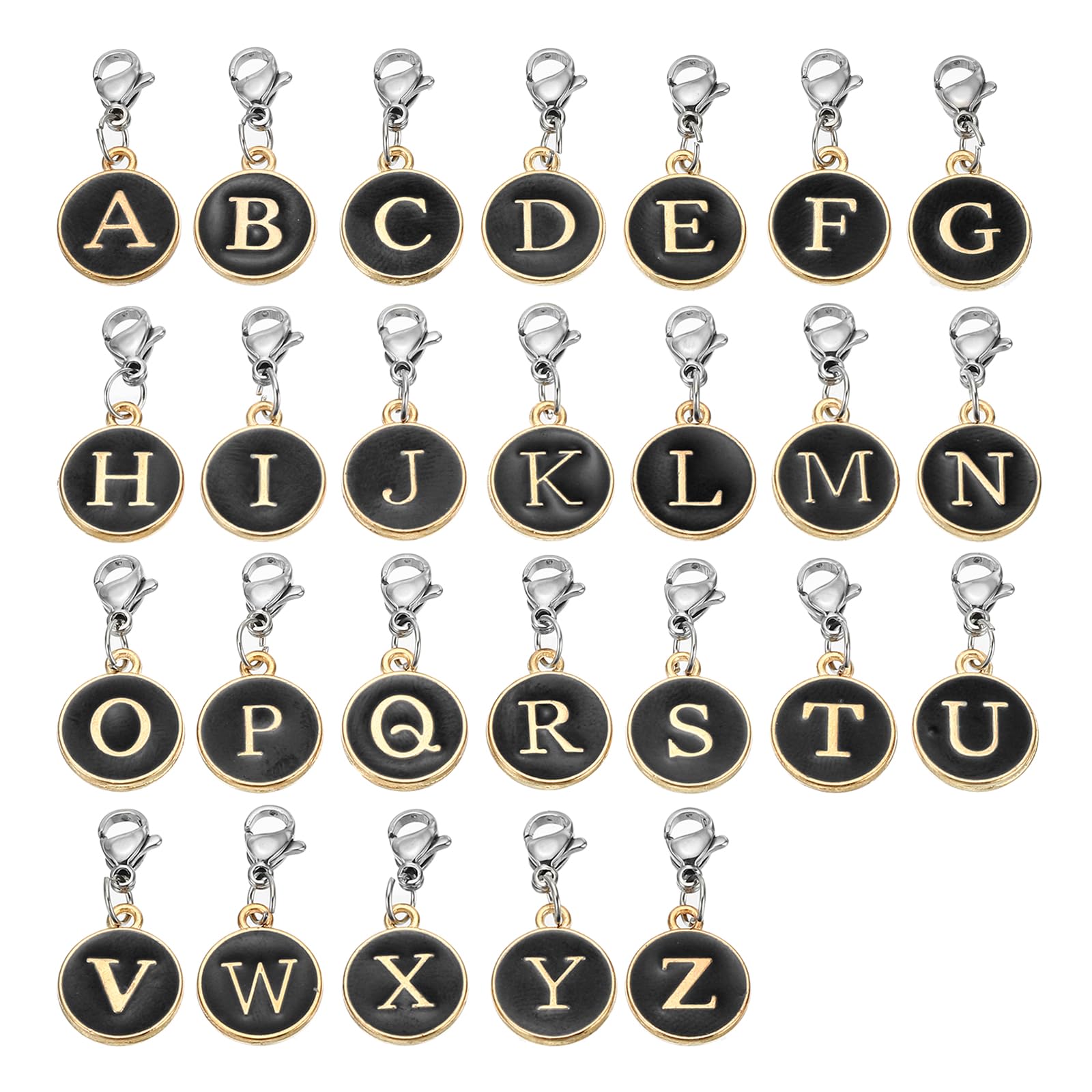 PATIKIL Enamel Crochet Stitch Markers, 26 Pack a to Z Letter Metal Pendants Charm Knitting Markers Stitch Marker for Sewing Crocheting Jewelry Making, Black