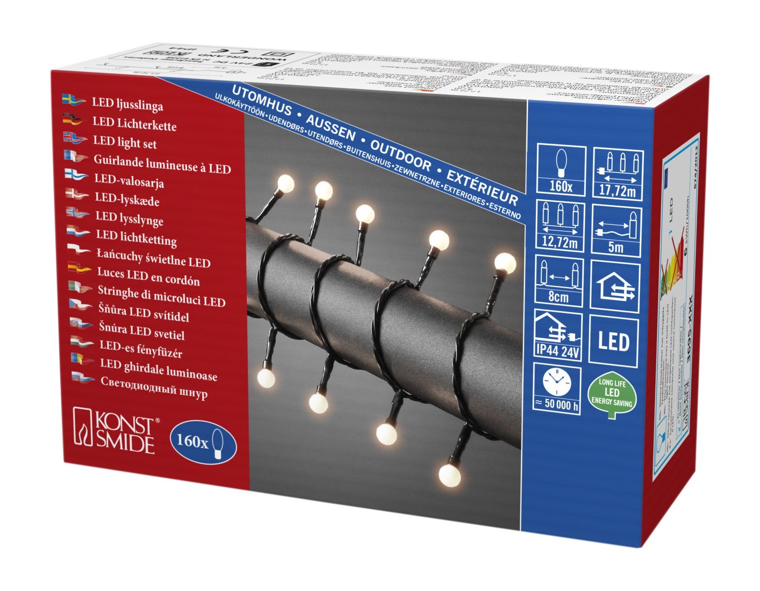 Konstsmide LED Berry Christmas Lights/Outdoor or Indoor (IP44) Fairy Lights / 160 Warm White Diodes/Black Cable String Lights — image 1
