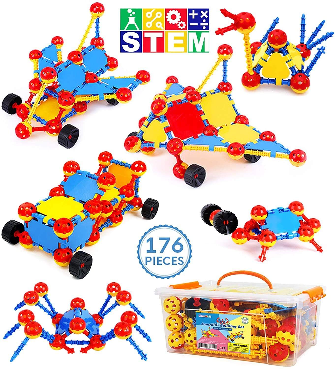 Smarkids Kids Building Toy, 176PCS Construction Toys STEM Learning Toys