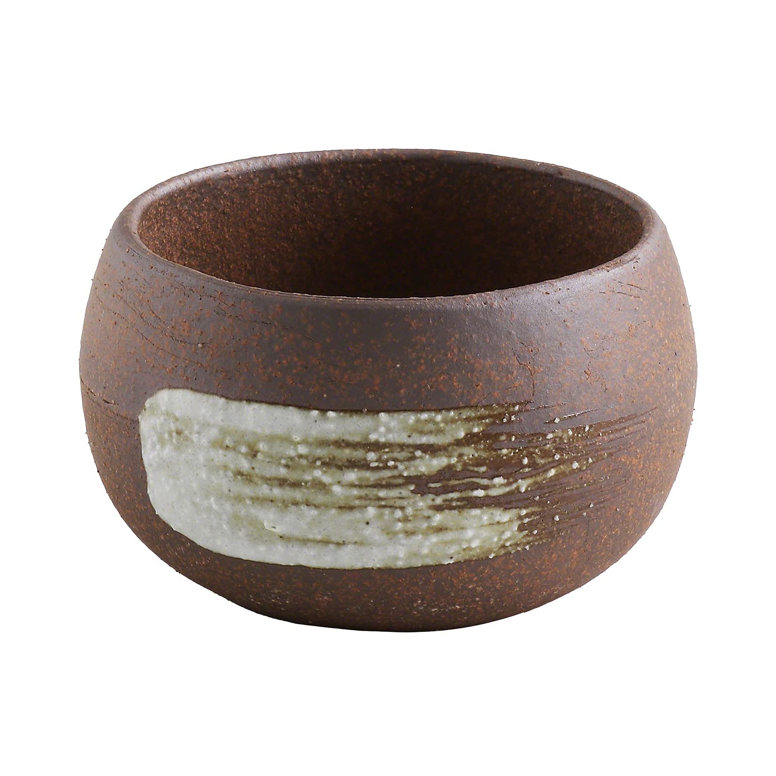 Wazakura Banko Bonsai Pot Handmade Ceramic 10cm (3.8") Made in Japan, Small Garden Planter, Round Flower Vase, Mini Cactus Plants and Succulent Plant Pot - White Brush 10cm (3.8")