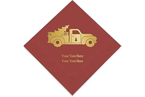 Weddingstar 3-Ply Christmas Designs Personalized Foil Stamped Cocktail Napkins Wine - Customizable