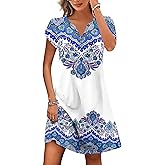 ETCYY Women's Casual T Shirt Dress Short Sleeve Summer Dresses 2026 Spring Clothes Boho Beach Vacation Sun Dress with Pockets