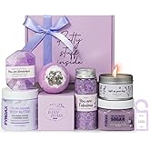 Spa Gifts for Women 7 Pcs Home Spa Kit Lavender Bath Set,Spa Gift Baskets Self Care Gifts Spa Gifts for Women Birthday,Mothers Day Basket Easter Christmas Bath Set