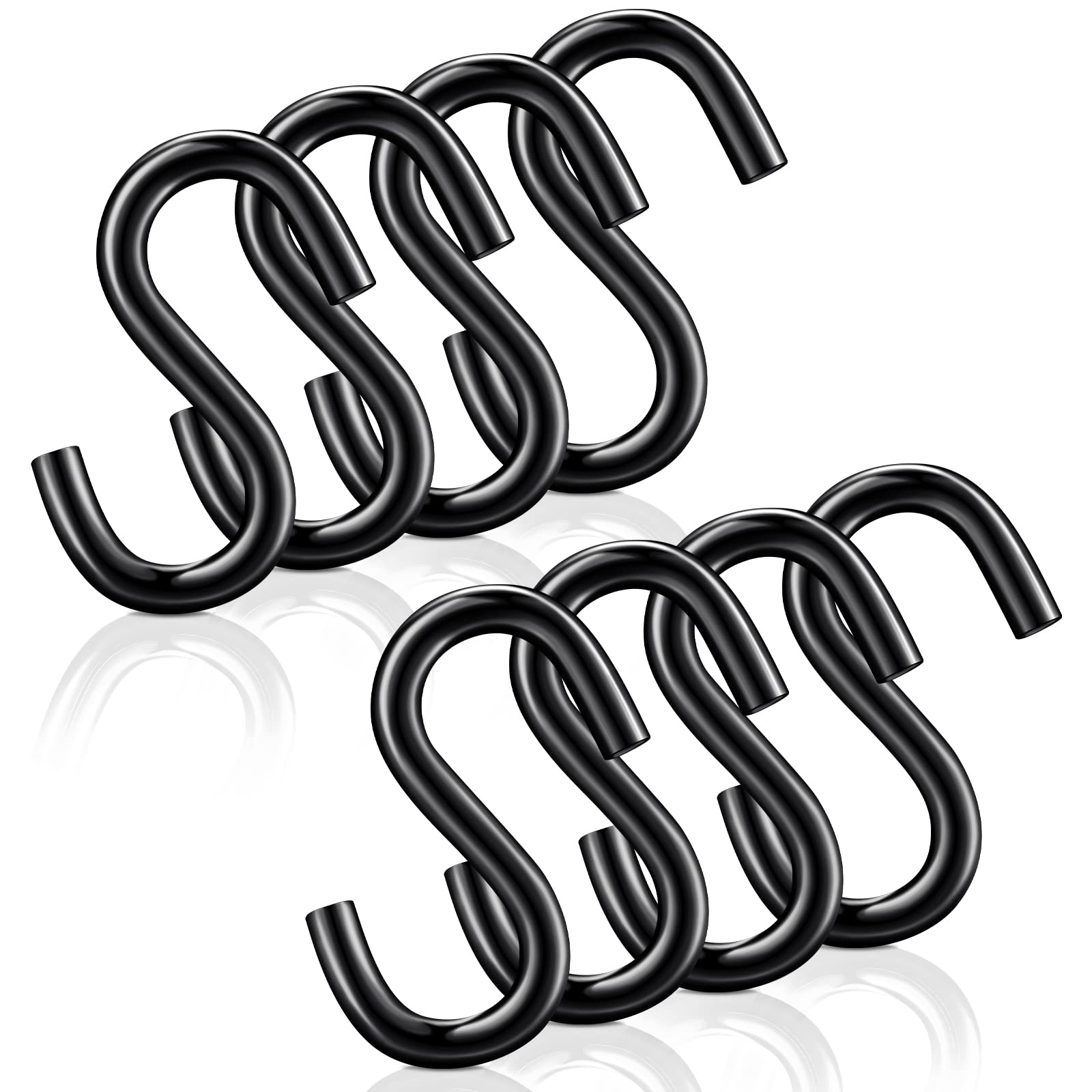 Photo 1 of Shappy 3 Inch S Hooks Heavy Duty, 4 Pieces Black S Hooks Vinyl Coated Max 441 Lbs for Hanging Plants Hammock Hanging Strong Utility for Swing Pots Pans Kitchen Utensils Clothes Tools