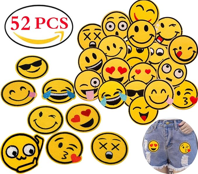 Liuer 52PCS Patches zum Aufbügeln Aufnäher Sticker Applikationen Nähen Oder Aufbügeln Niedlich DIY Kleidung Aufkleber für T-S