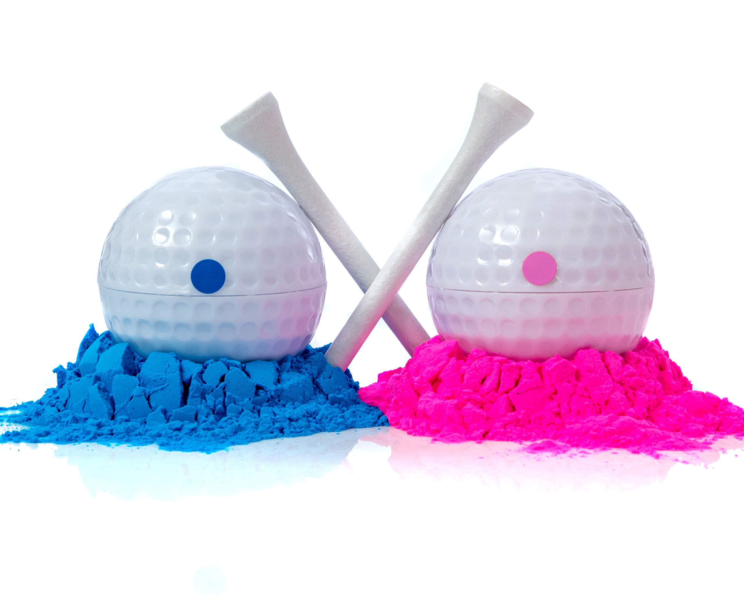 Gender Reveal Golf Balls Exploding Golf Ball Set (1 Pink + 1 Blue + 2 Wooden Tees per Pack) Girl or Boy Baby Reveal Ideas | Announcement Party Themed Gender Reveal Decorations Powder Explosion