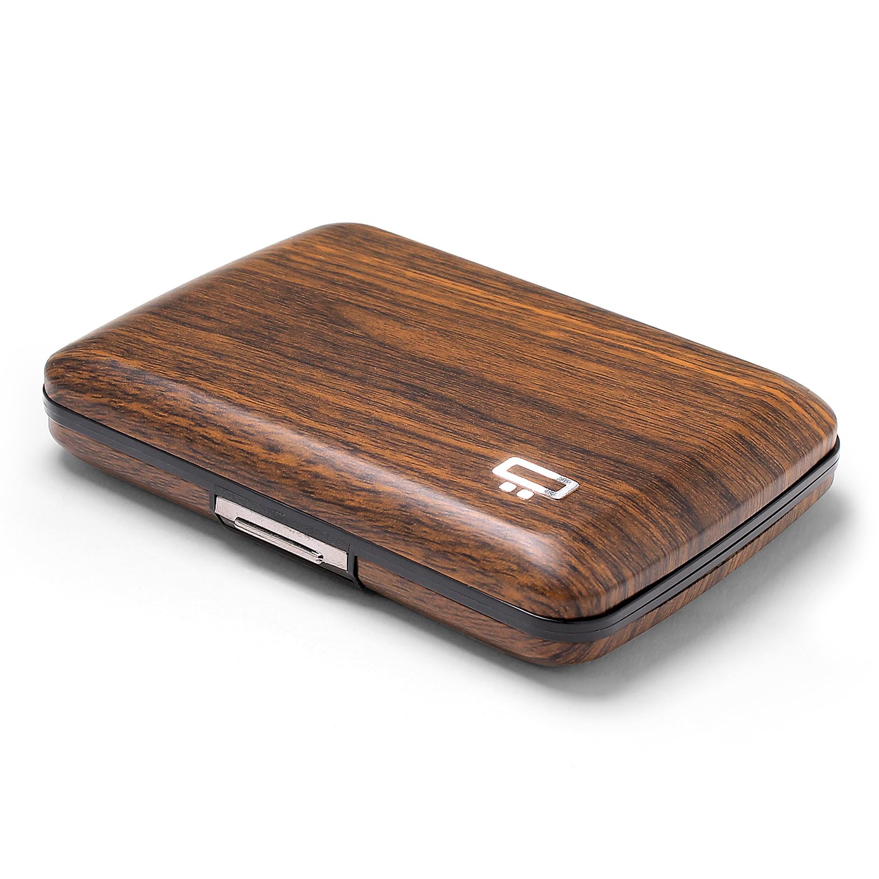 รGON -DESIGNS- Aluminium Card Holder with Metal Lock, RFID Protection Against Fraud and demagnetization, Compact Wallet, Smart Case Oslo Model (Sequoia Effect) โ image 1