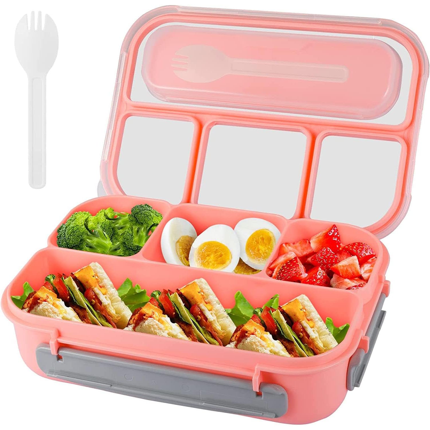 DERDOUT Bento Lunch Box - Adult & Kids Lunch Containers, 4 Compartment, 1300ML (Pink)