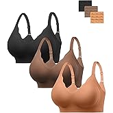 HBselect Jelly Bras for Women No Underwire 3PCS Comfort Wireless Push Up Bras Seamless Scalloped Lift Everyday Bralettes