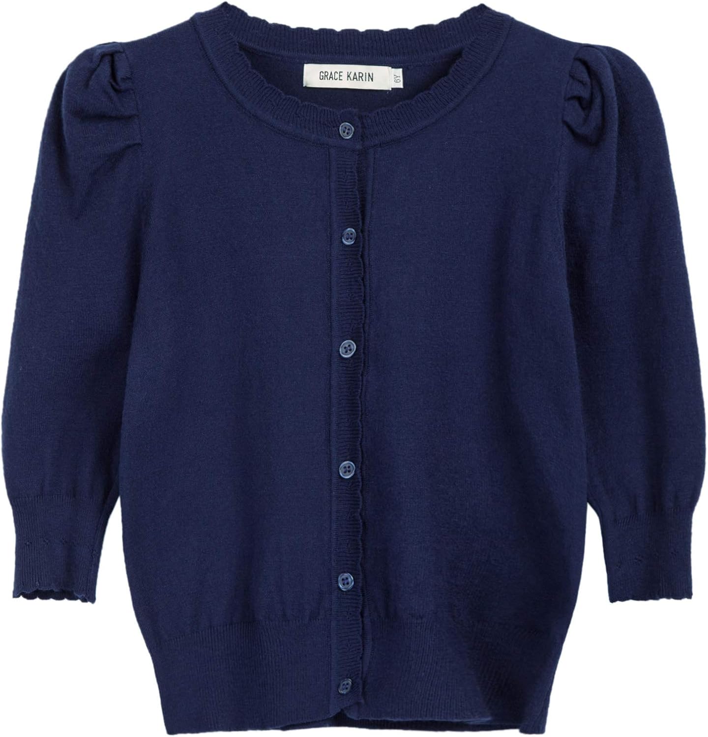 GRACE KARIN Girls 3/4 Puff Sleeve Button Sweater Uniform Cardigans: Clothing
