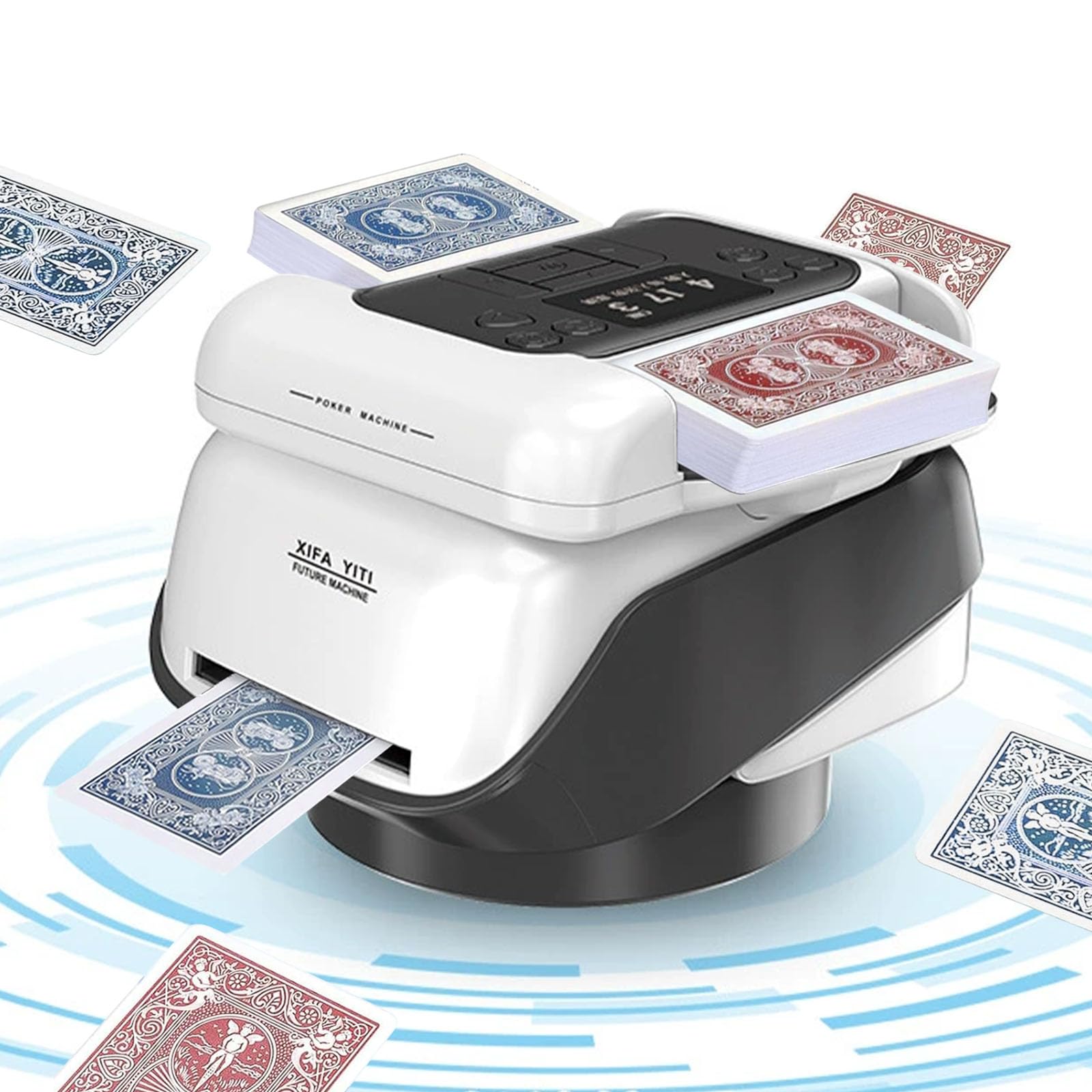 Polegas 2-in-1Automatic Card Shuffler and Dealer Machine,Support 2-8 Players,360°Rotating,Rechargeable Cards Shufflers for UNO, Poker, Texas Hold'em, Monopoly Deal