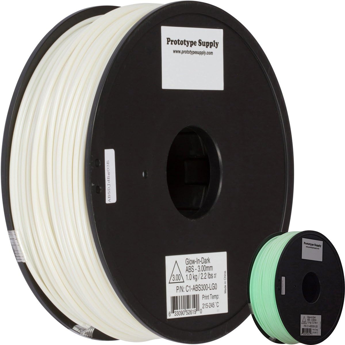 Prototype Supply 3mm ABS Green Glow in The Dark 3D Printing Filament, 1kg (2.2 pounds)