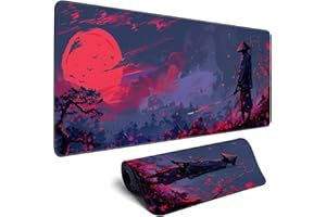 Japanese Gaming Samurai Red Large Gaming Mouse Pad Keyboard Desk Pad Extended Mouse Pad Gaming Office Decor, Pc Laptop Mouse 