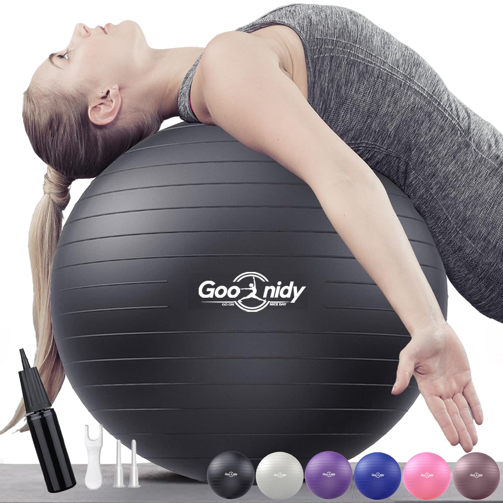 Photo 1 of *BLUE* Soft Exercise ball, Anti-Burst Yoga Ball Chair Supports 2200lbs, Workout Equipment w/ Pump for Women Pregnancy, Medicine, Birthing, Physical Therapy, Stability, Excersing, Birth, Swiss, Fitness, Gym