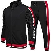 LAMLICKA Men's Athletic Running Tracksuit Set Casual Full Zip Jogging Sweat Suit