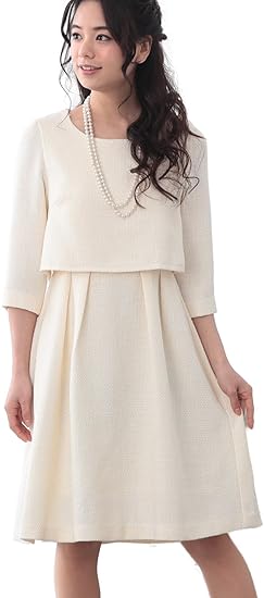 Amazon ワンピース セレモニースーツ フォーマル マザースーツ パールネックレス 2点セット入園式 Am ベージュ M スカートスーツ 通販