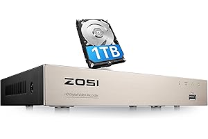 ZOSI H.265+ 5MP Lite 8 Channel Hybrid 4-in-1 HD TVI CCTV DVR, 8CH 1080P Surveillance Video Recorders with Hard Drive 1TB for 
