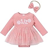Kids Girls 1st Birthday Outfits Snowflake/Pumpkin Long Sleeve Romper Dress and Headband Cake Smash Outfits