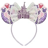 Bolonar Castle Mouse Ears Headband Sequin Purple Mouse Ears for Women Mouse Ears Bow Headbands Christmas Headbands for Adults