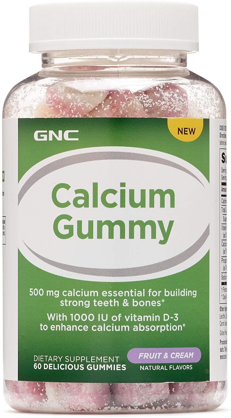 GNC Calcium Gummy, Fruit and Cream, 60 Gummies, Supports