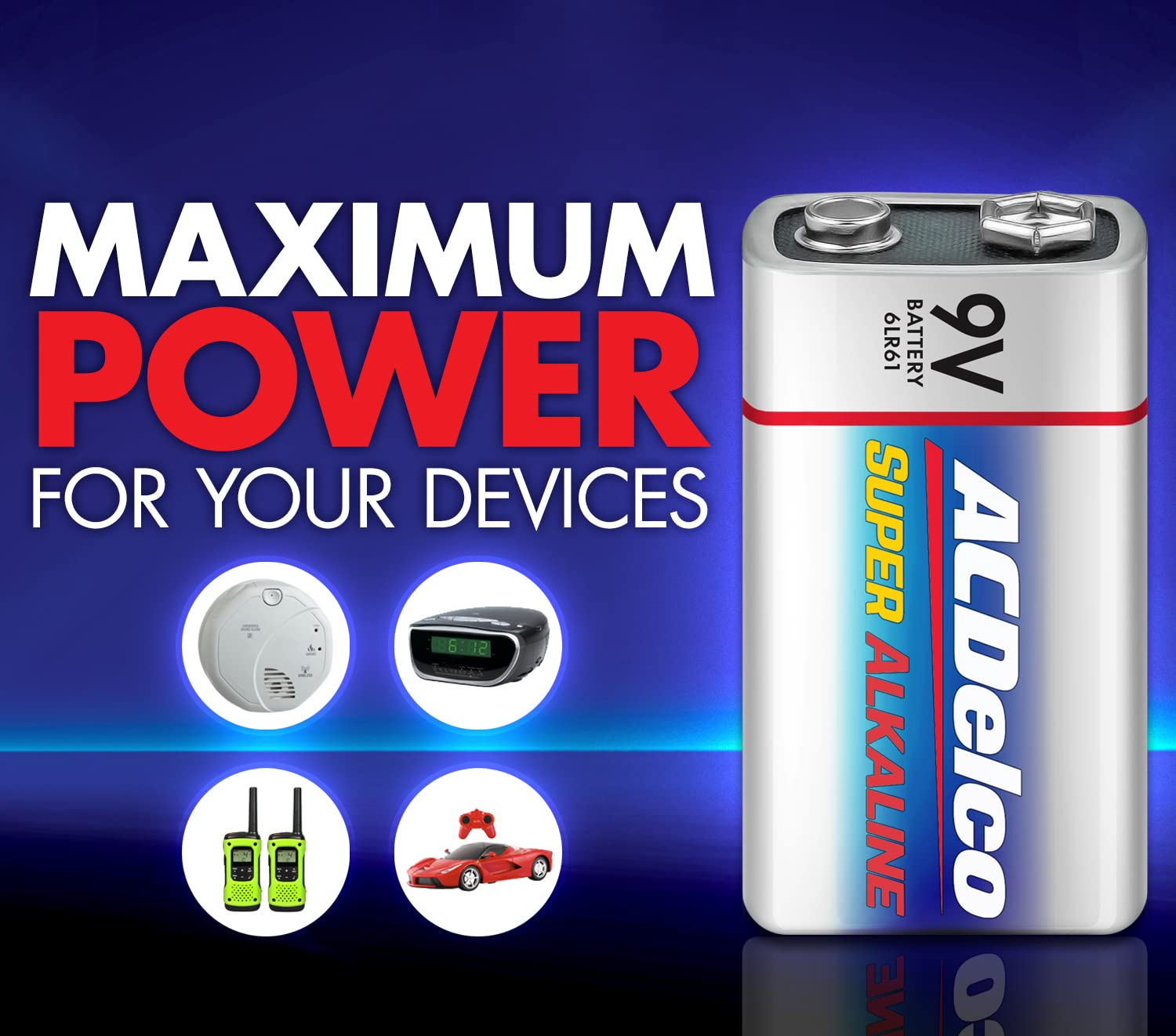 ACDelco 24-Count 9V Batteries, Maximum Power Super Alkaline Battery for Home and Office, 7-Year Shelf Life, Reclosable Packaging