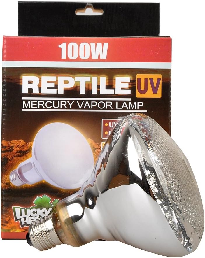 LUCKY HERP Reptile UVA UVB Mercury Vapour Bulb Lamp,E27 Screw Thread,100 Watt,160 Watt Available,Clear (100 Watt)