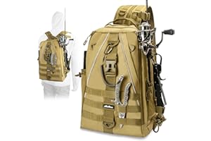 MoiShow Fishing Backpack Tackle Bag, Fishing Tackle Backpack with Rod Holder, Tackle Box Backpack for Fishing Gear and Equipment, Water-Resistant Lightweight Outdoor Fishing Tackle Storage Bag