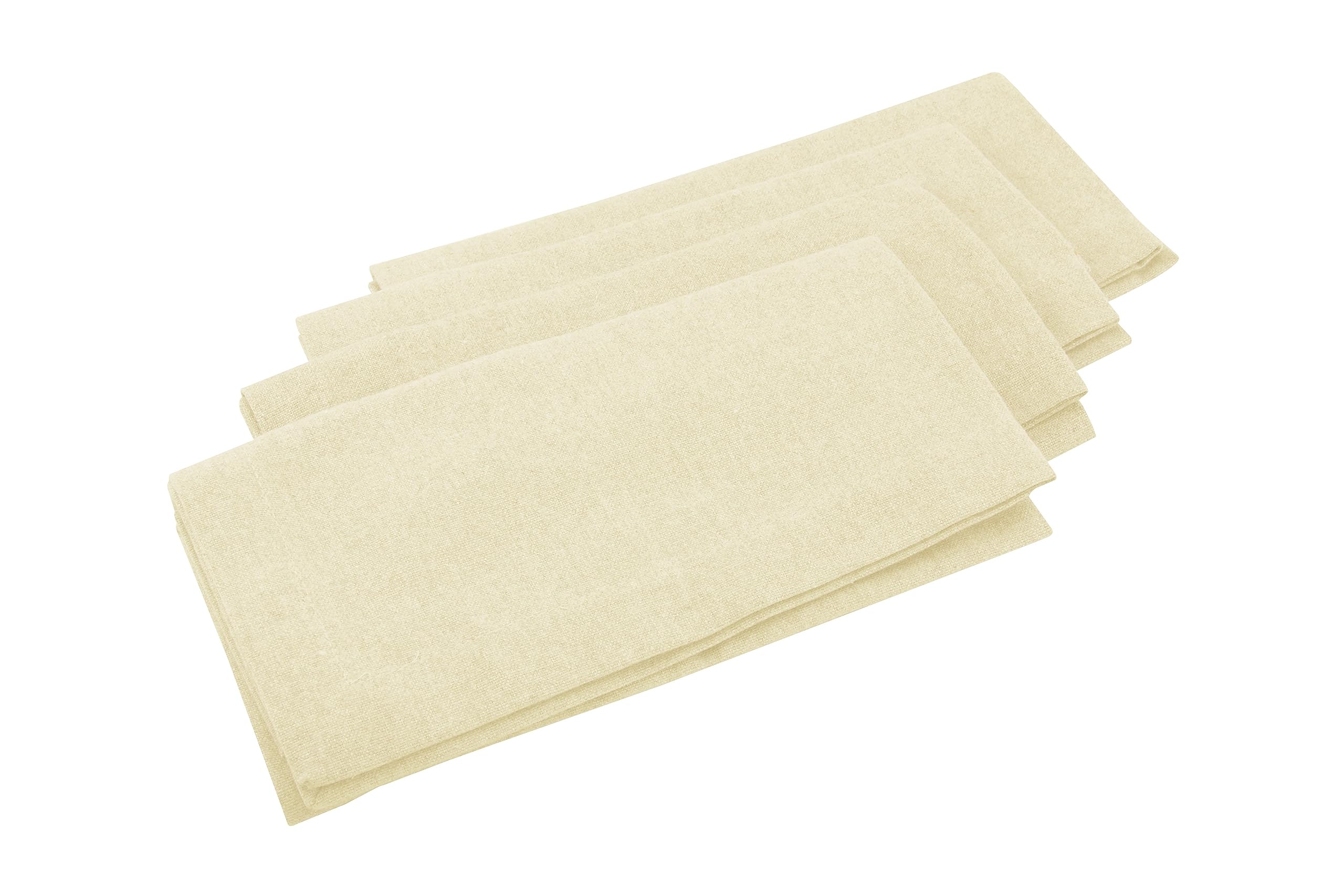 apollo THE HOUSEWARES BRAND Cotton Napkin Set 4, Hand-made 100% Cotton, Washable and Reusable Table Dinner Napkins for Hotel, Lunch, Restaurants, Weddings, Events and Parties, Cream