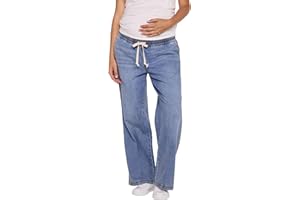 Motherhood Maternity Womens Under The Belly Tie Waist Wide Leg Pregnancy Denim PantsJeans