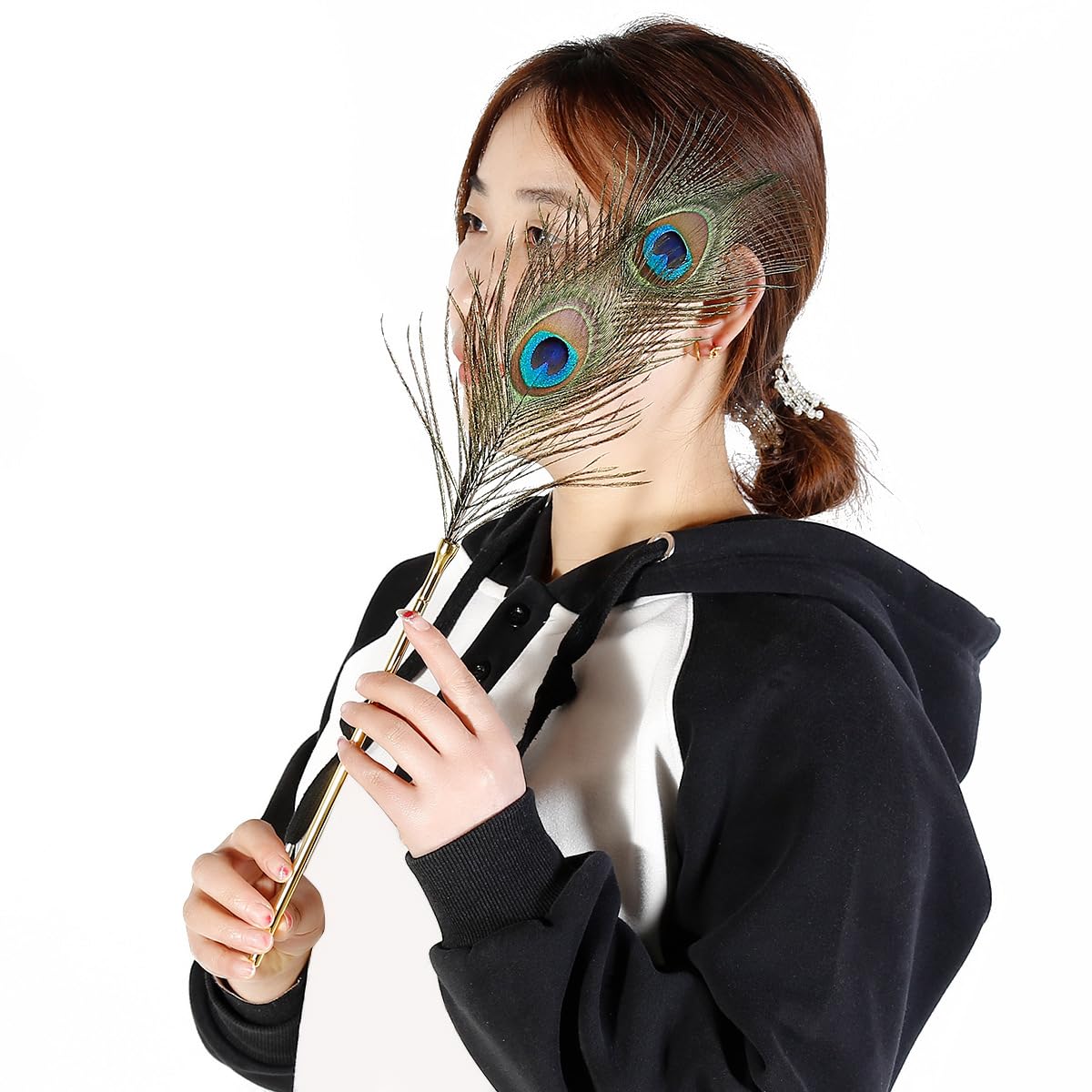 Minvyan Peacock Feather for Games French Tickler Whip Feather - Faux Feather Tickler for Play - Feather Tickler Cosplay Show