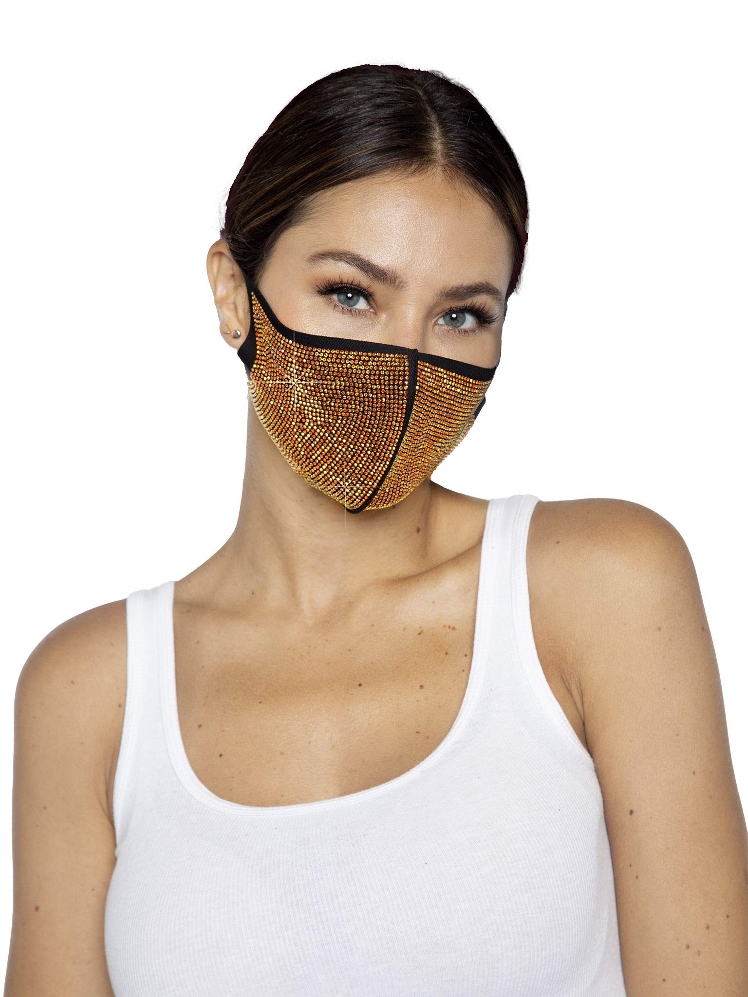 Leg Avenue Women's Rhinestone Fashionable Face Mask - Gold - One Size