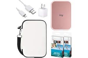NEEGO Canon Ivy 2 Mobile Instant Mini Photo Pocket Printer Through Bluetooth, Portable, Pink, Includes 2x3” Zink Photo Paper Sticker (50 Sheets), Protective case and USB Charging Cable with Wall Adapter