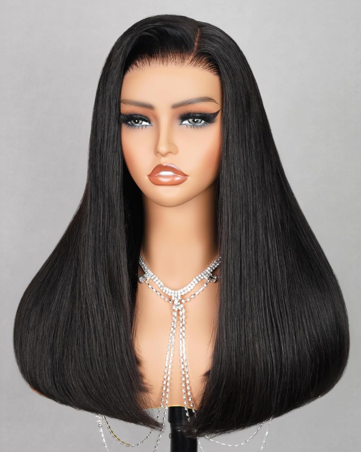 MEGALOOK Salon-Quality Glueless Wigs Human Hair 220% Density 5x6 Pre Cut Lace Frontal Wig for Black Women Silky Straight Real Bleached Tiny Knots 20
