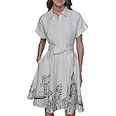 Karl Lagerfeld Womens Roll Short Sleeve Cotton Shirtdress