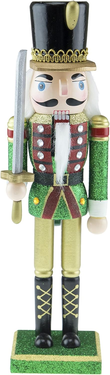 Nutcrackers - Clever Creations Green Guard 12 Inch Traditional Wooden Nutcracker, Festive Christmas Décor for Shelves and Tables