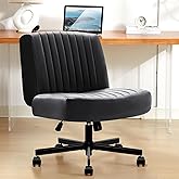 Criss Cross Chair with Wheels,Thick Padded Leather Cross Legged Office Desk Chair with Pocket Spring Cushion,Dual-Purpose Bas