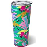 Swig Life 32oz Insulated Tumbler, Travel Coffee Tumbler with Lid, Cup Holder Friendly Travel Coffee Mug, Stainless Steel with Lid (Paradise)