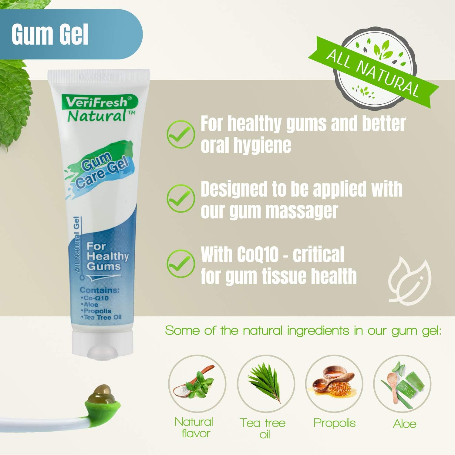 VeriFresh Natural Gum Stimulator & Massager with Gum Gel – Patented Complete Gum Care Kit for Healthy Gums: Health & Personal Care
