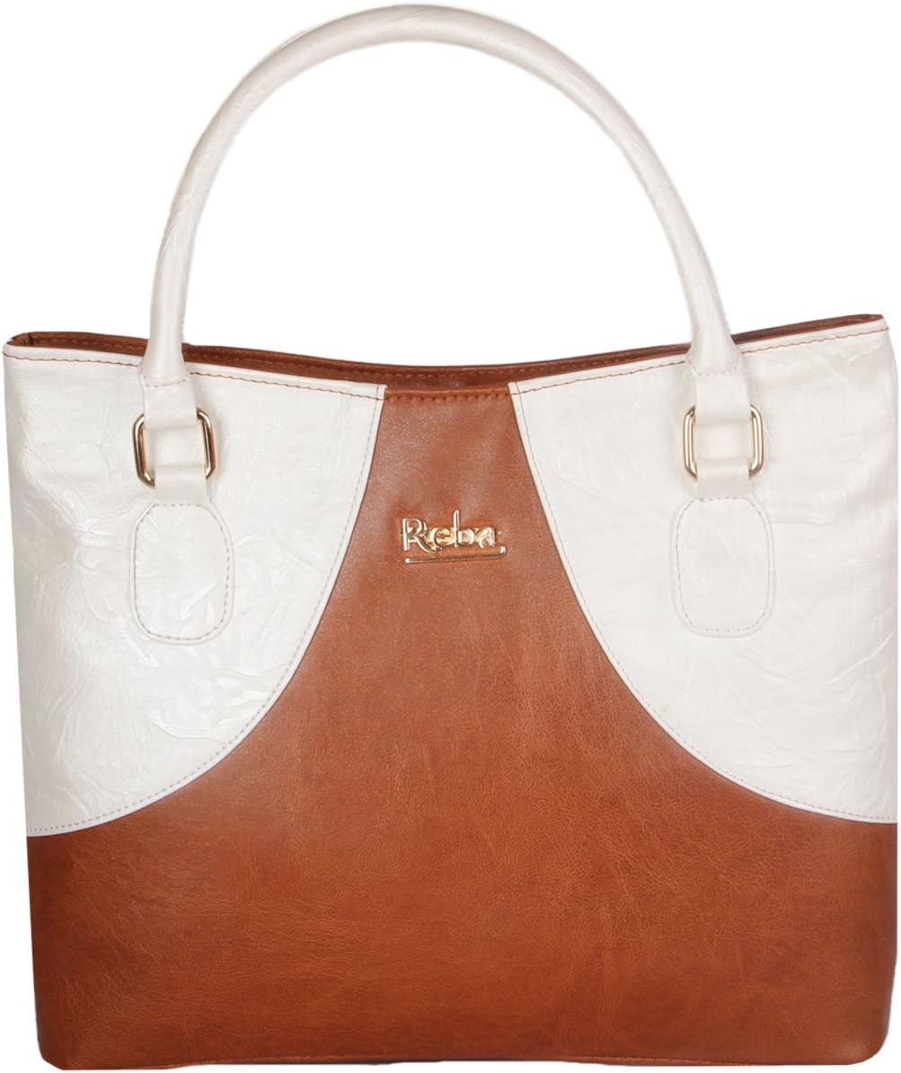 Premium PU Leather Casual Handbag Ladies Handbag Women Shoulder Bag by REBA ( Available in 4 Colors) ( Black & Brown, Blue & Brown, Pink & Brown & White & Brown)