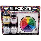 Jacquard Acid Dye 4 Color Set with Citric Acid - Acid Dye for Wool, Silk, Alpaca, Feathers, Cosplay Wigs and Nylon - Powder Wool Dye for Full Coverage Dyeing - Vibrant Acid Silk Dye