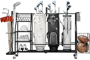 HOMNSO Golf Storage Garage Organizer, Golf Bag Storage Stand and Other Golfing Equipment Rack, Extra Storage Rack for Golf Clubs