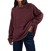 Saodimallsu Womens Oversized Crew Neck Sweaters Long Sleeve Slouchy Knit Fall Casual Loose Pullover Tops